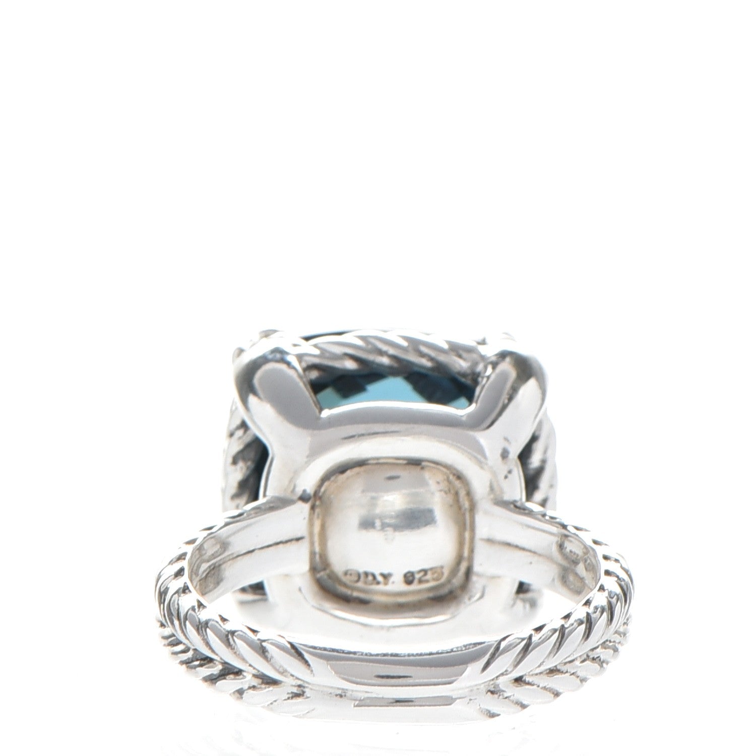 David Yurman Sterling Silver Diamond Hampton Blue Topaz 14mm Chatelaine Ring 50 5.5 3 of 5
