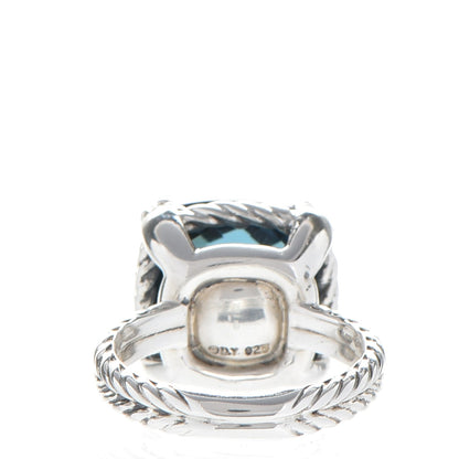 David Yurman Sterling Silver Diamond Hampton Blue Topaz 14mm Chatelaine Ring 50 5.5 3 of 5
