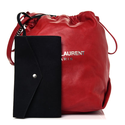Saint Laurent Lambskin Teddy Drawstring Bag Eros Red 2 of 15