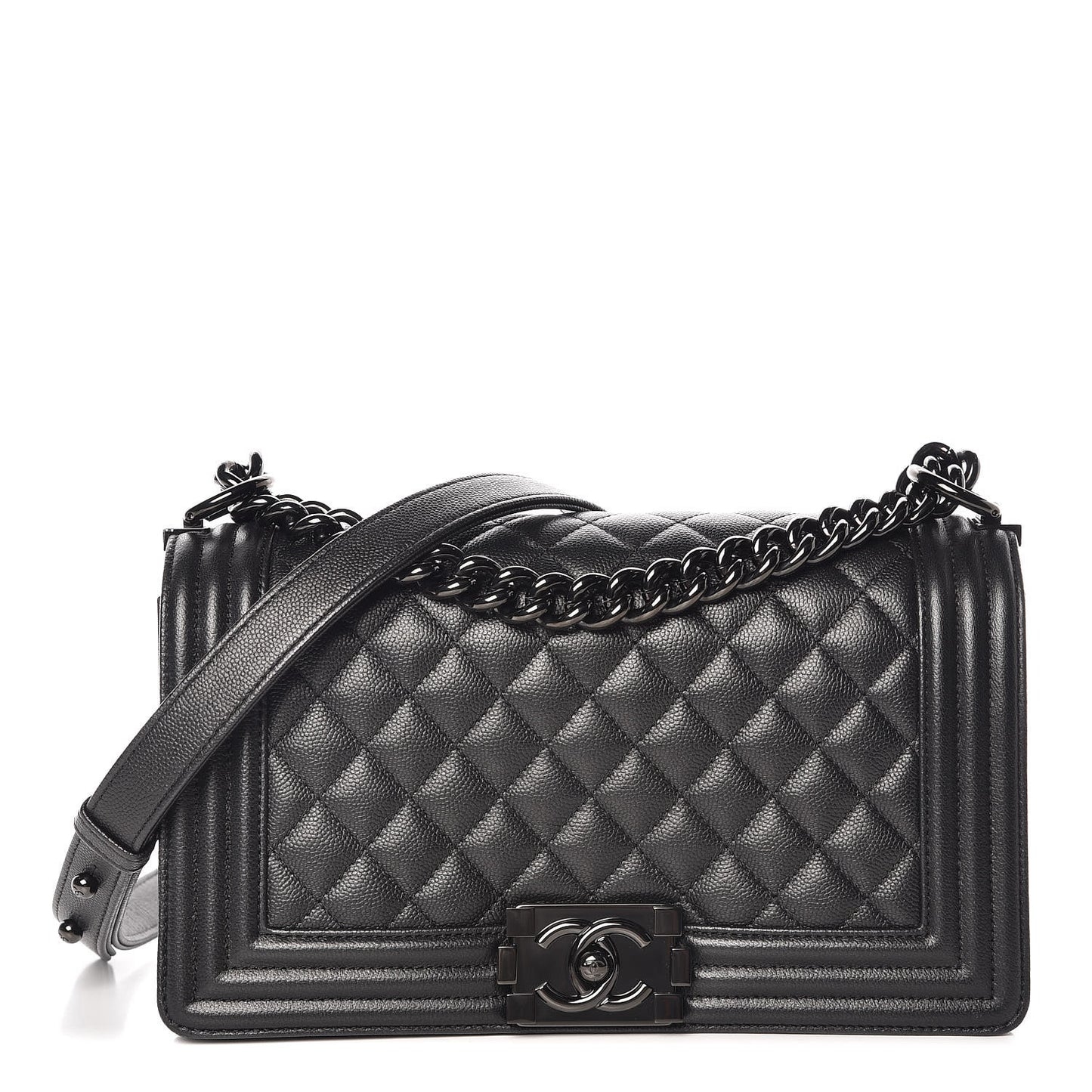 Caviar Quilted Medium Boy Flap So Black