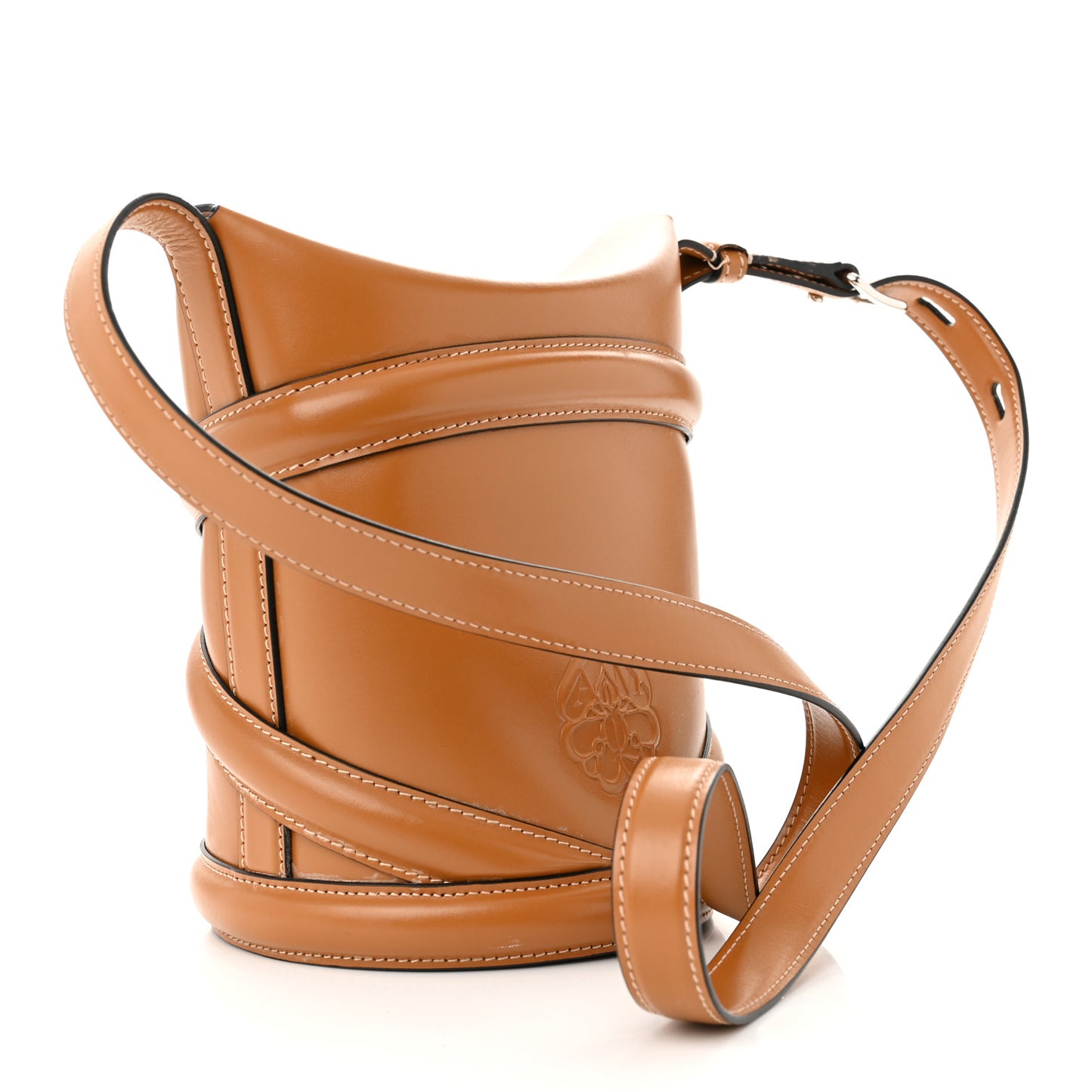 Calfskin The Curve Small Shoulder Bag Tan
