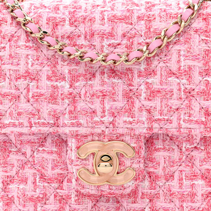 Chanel Tweed Resin Quilted Mini Heart Square Flap Pink White 8 of 11