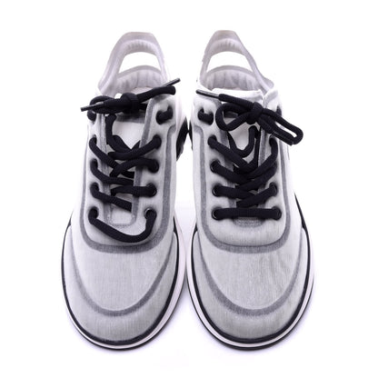 Chanel Calfskin Mesh Lycra Womens Logo Sneakers 39 White Black 8 of 10
