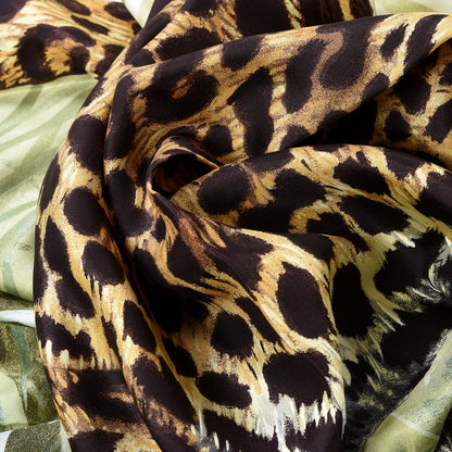 Hermes Silk Panthera Pardus Shawl 140 Ivory Brun Vert 3 of 4