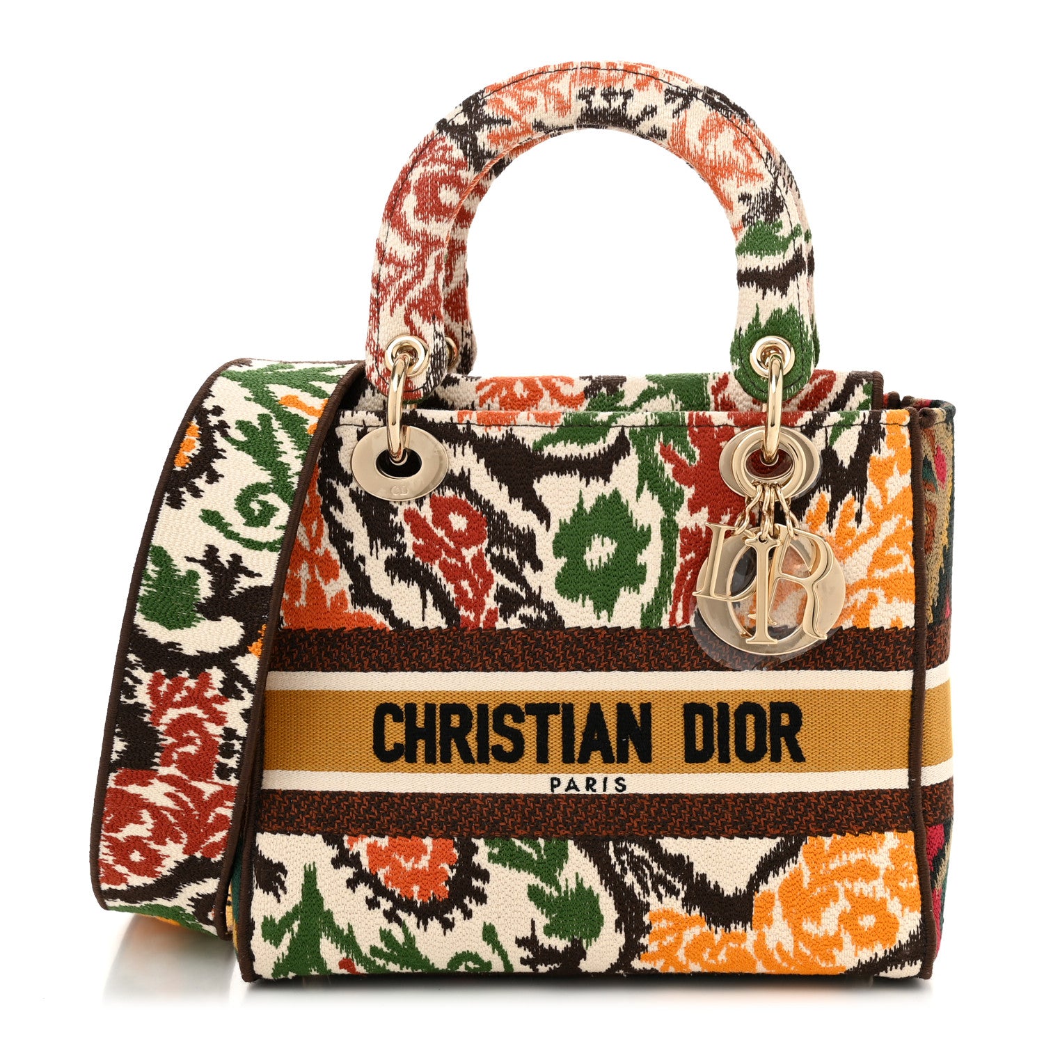 Christian Dior Canvas Embroidered Paisley Medium Lady D-Lite Multicolor 1 of 10