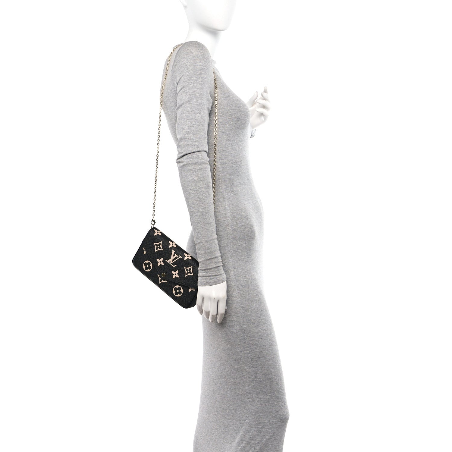Louis Vuitton Empreinte Monogram Giant Felicie Pochette Black Beige 2 of 14