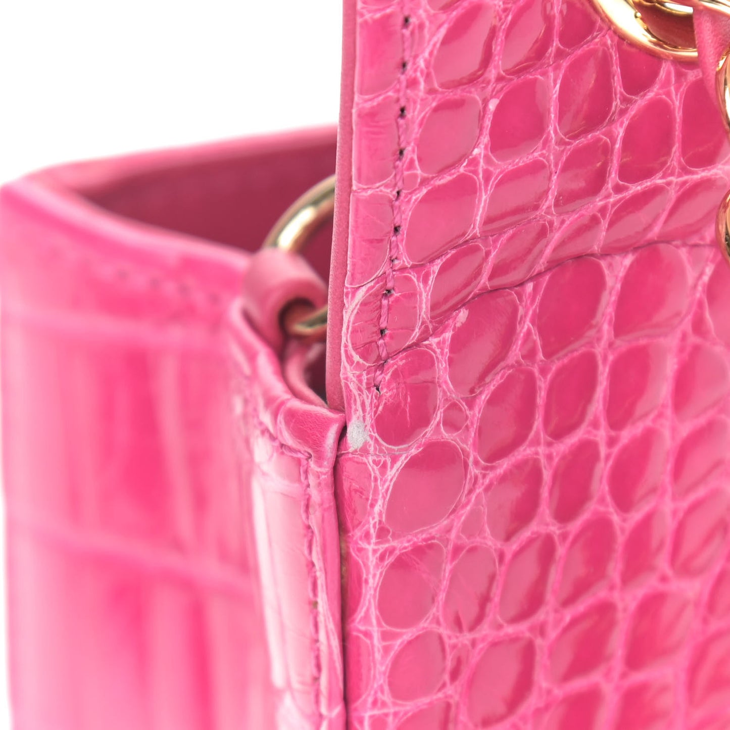 Shiny Alligator Mini Flap Pink