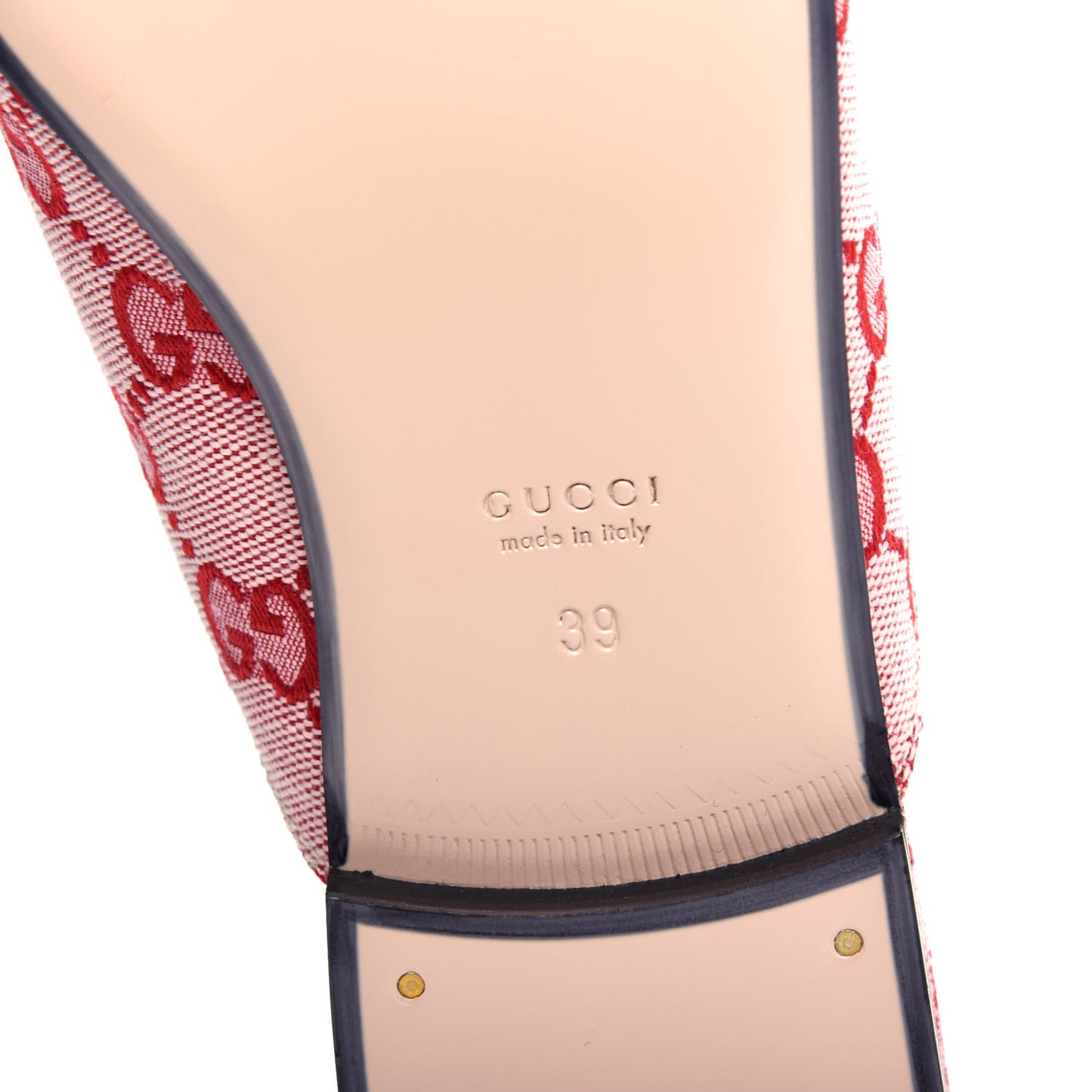 Canvas GG Monogram Horsebit Womens Princetown Slippers 39 Gardenia Hibiscus Red