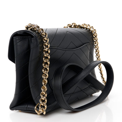 Chanel Calfskin Chevron Stitched Small Coco Flap Bag Black 3 of 11