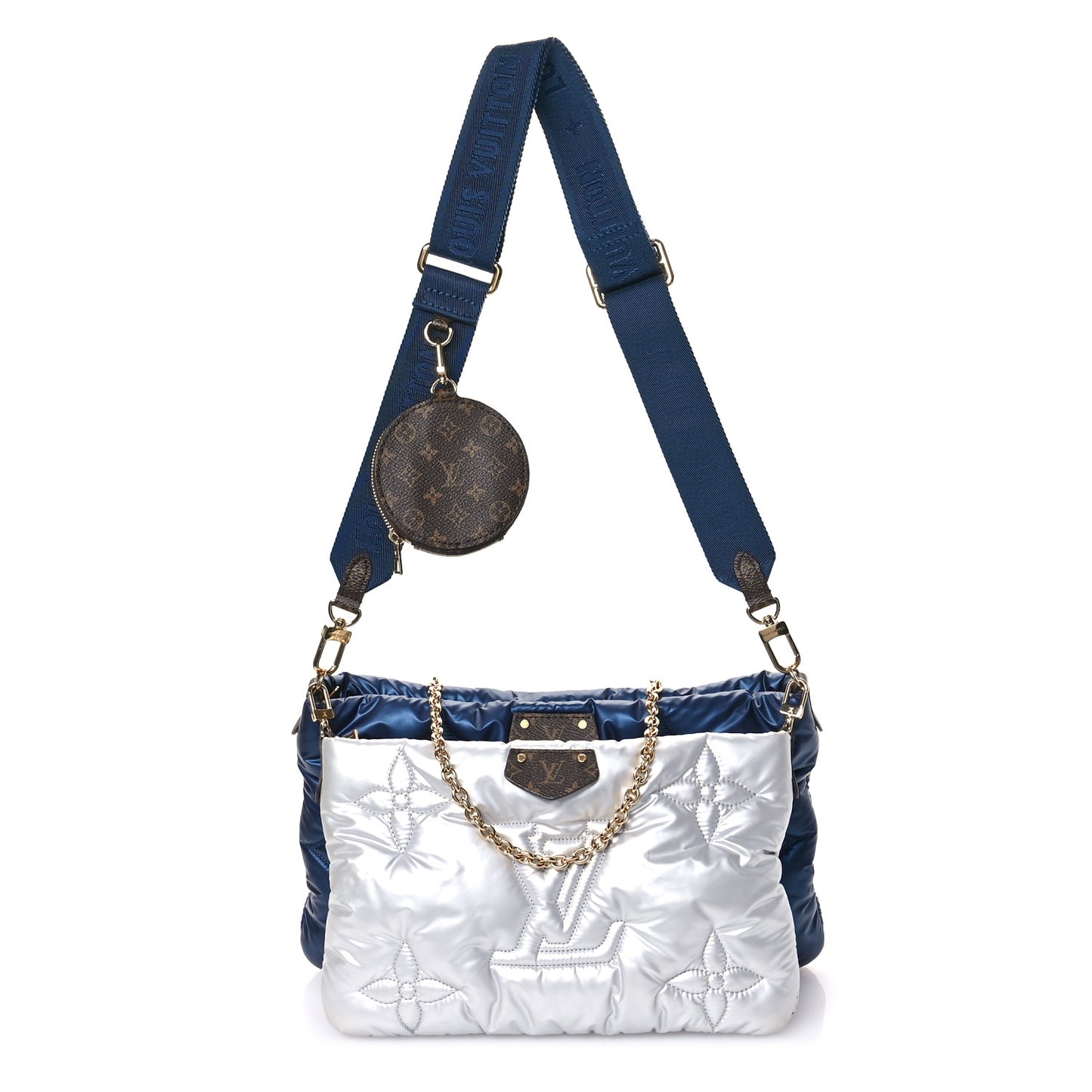 Econyl Monogram Pillow Maxi Multi Pochette Accessories Navy Silver