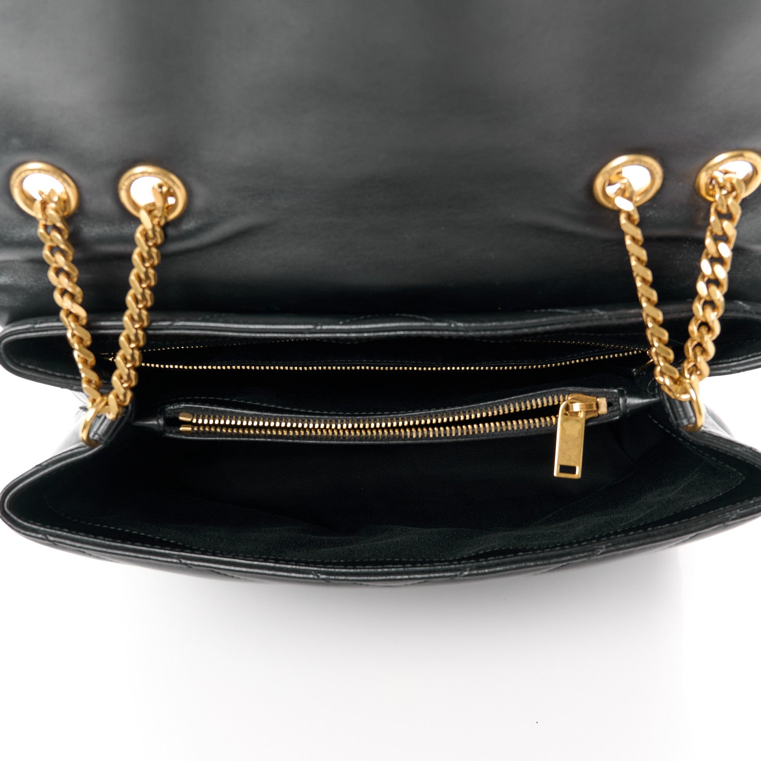 Saint Laurent Calfskin Y Quilted Monogram Medium Loulou Chain Satchel Black 5 of 13