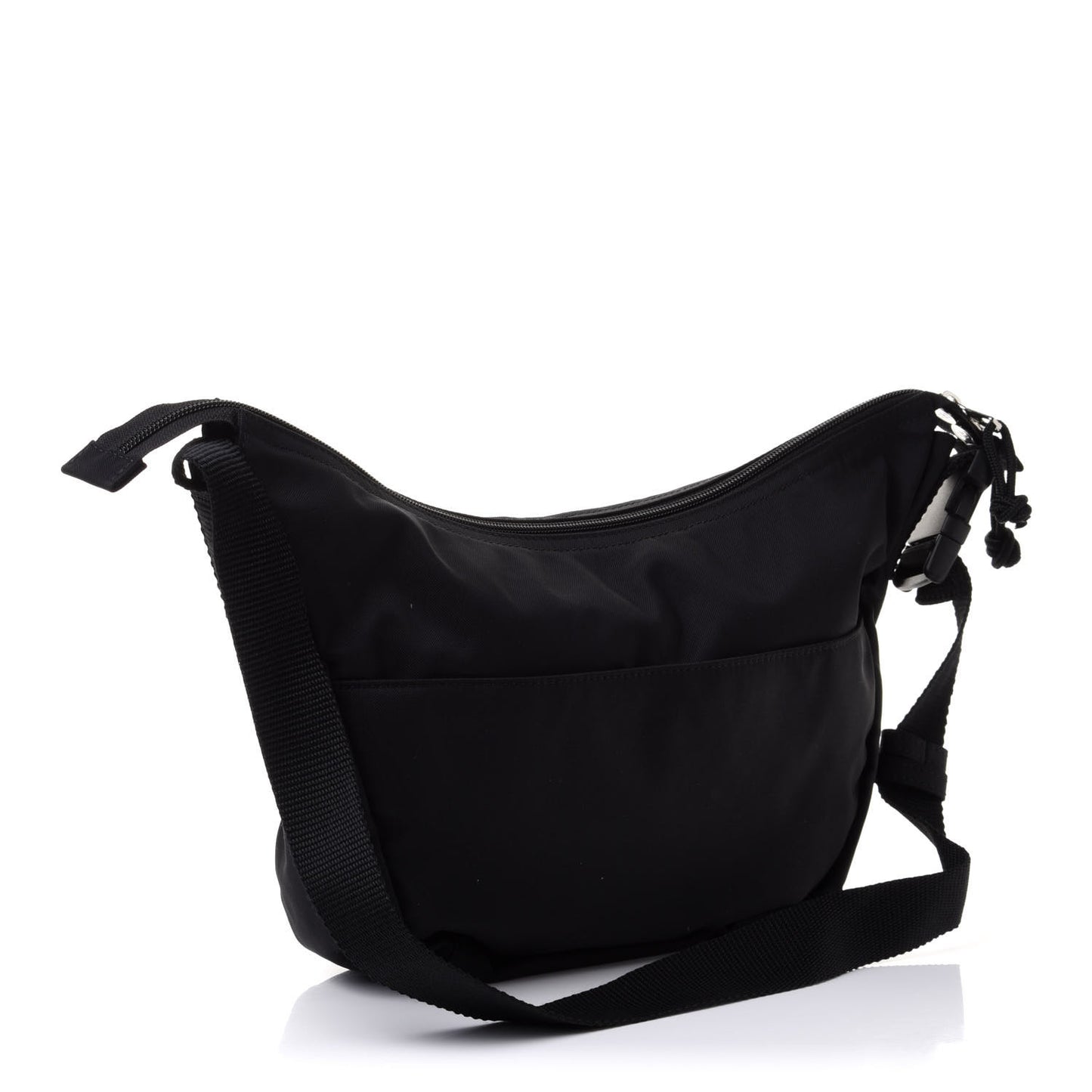 Recycled Sport Nylon Logo Embroidered Large Wheel Sling Bag Black White