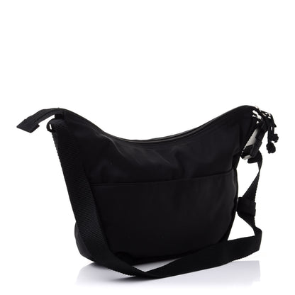 Balenciaga Recycled Sport Nylon Logo Embroidered Large Wheel Sling Bag Black White 3 of 11