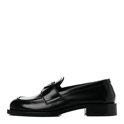 Prada Spazzolato Metal Triangle Logo 20mm Loafers 36 Black 1 of 10