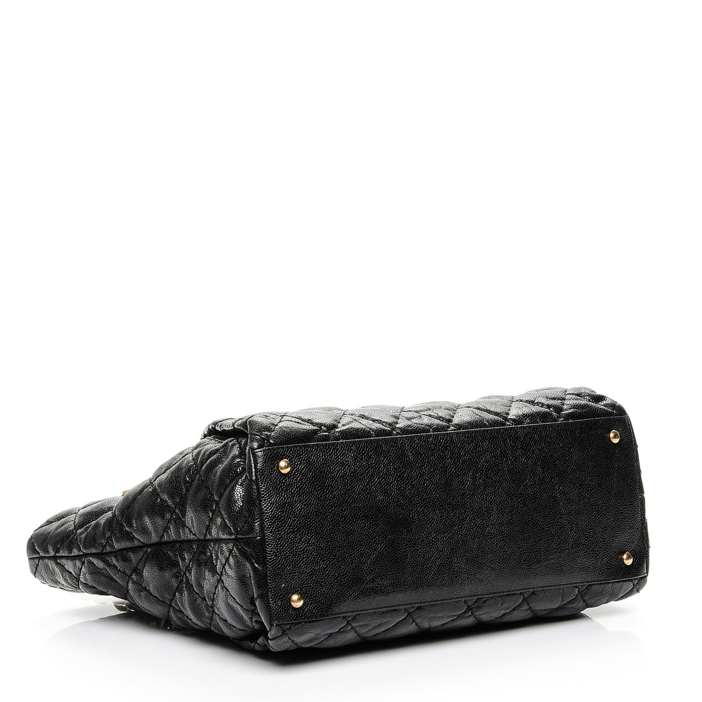 Glazed Caviar Large Coco Pleats Tote Black