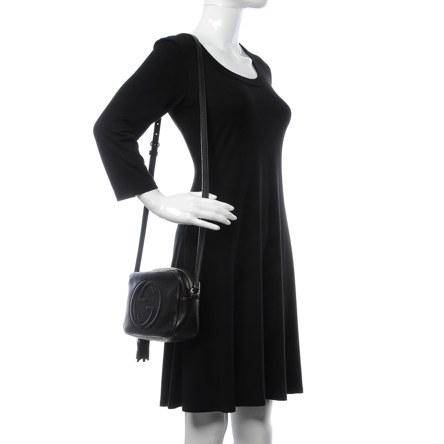 Pebbled Calfskin Small Soho Disco Bag Black