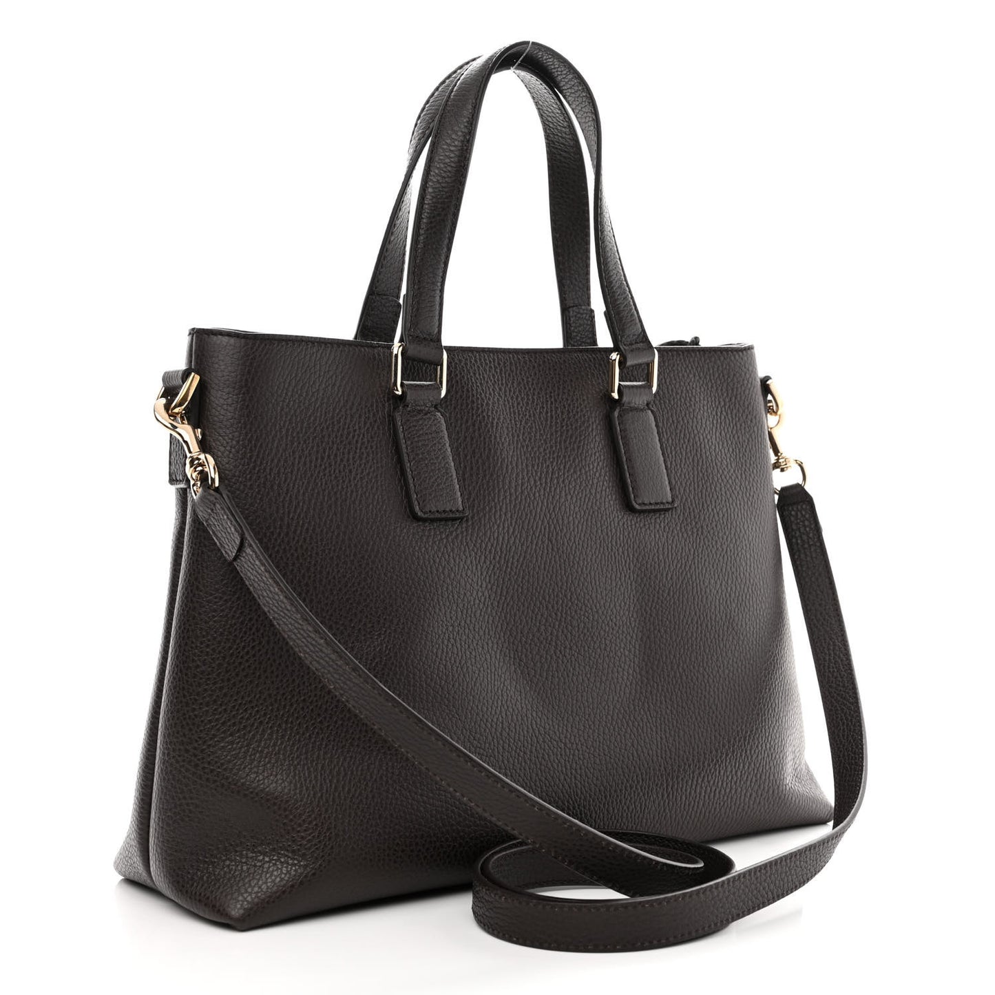Calfskin Bamboo Tassel Top Handle Tote Dark Brown