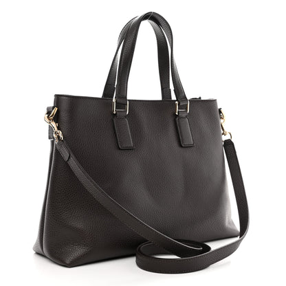 Gucci Calfskin Bamboo Tassel Top Handle Tote Dark Brown 3 of 11