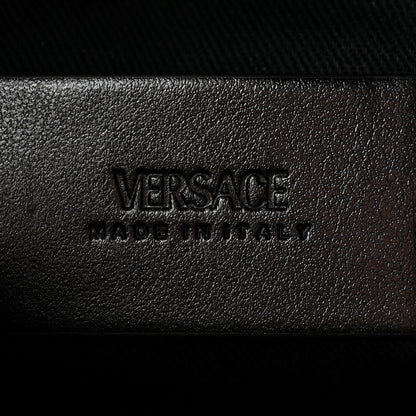 Versace Coated Canvas Calfskin La Greca Signature Tote Bag Black Khaki 6 of 9