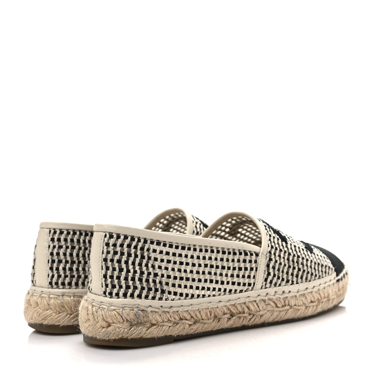 Mesh Grosgrain CC Espadrilles 38 Beige Black