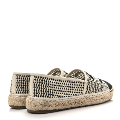 Chanel Mesh Grosgrain CC Espadrilles 38 Beige Black 4 of 10