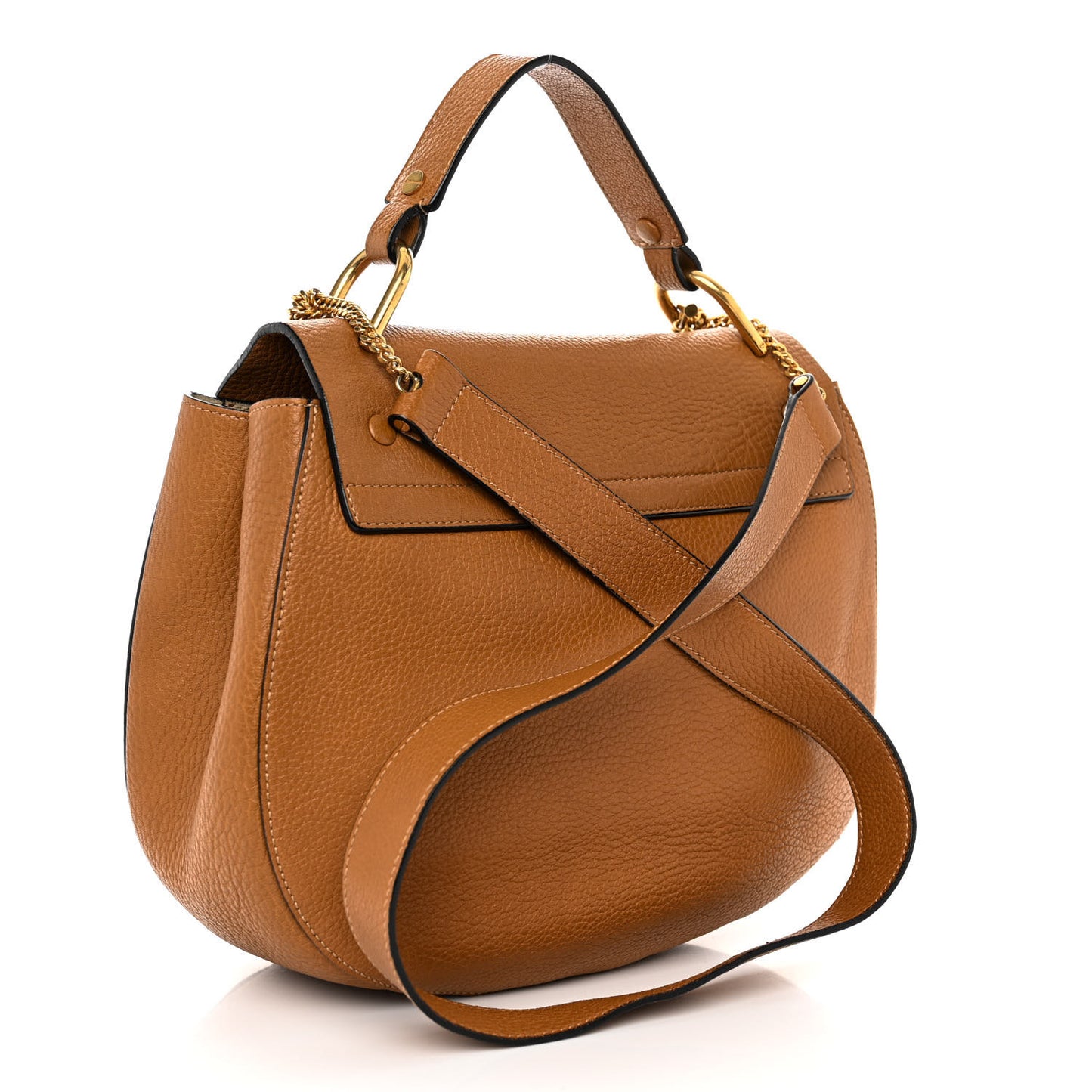 Grained Lambskin Large Drew Shoulder Bag Caramel