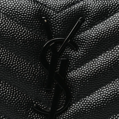 Saint Laurent Grain De Poudre Matelasse Chevron Monogram Monochrome Zip Around Wallet Black 8 of 8