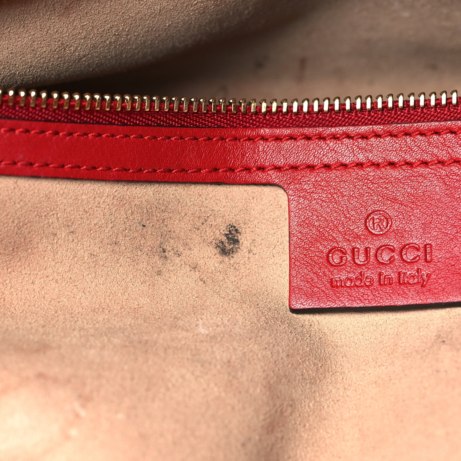 Gucci Guccissima Signature Medium Shoulder Tote Bag Red 12 of 15