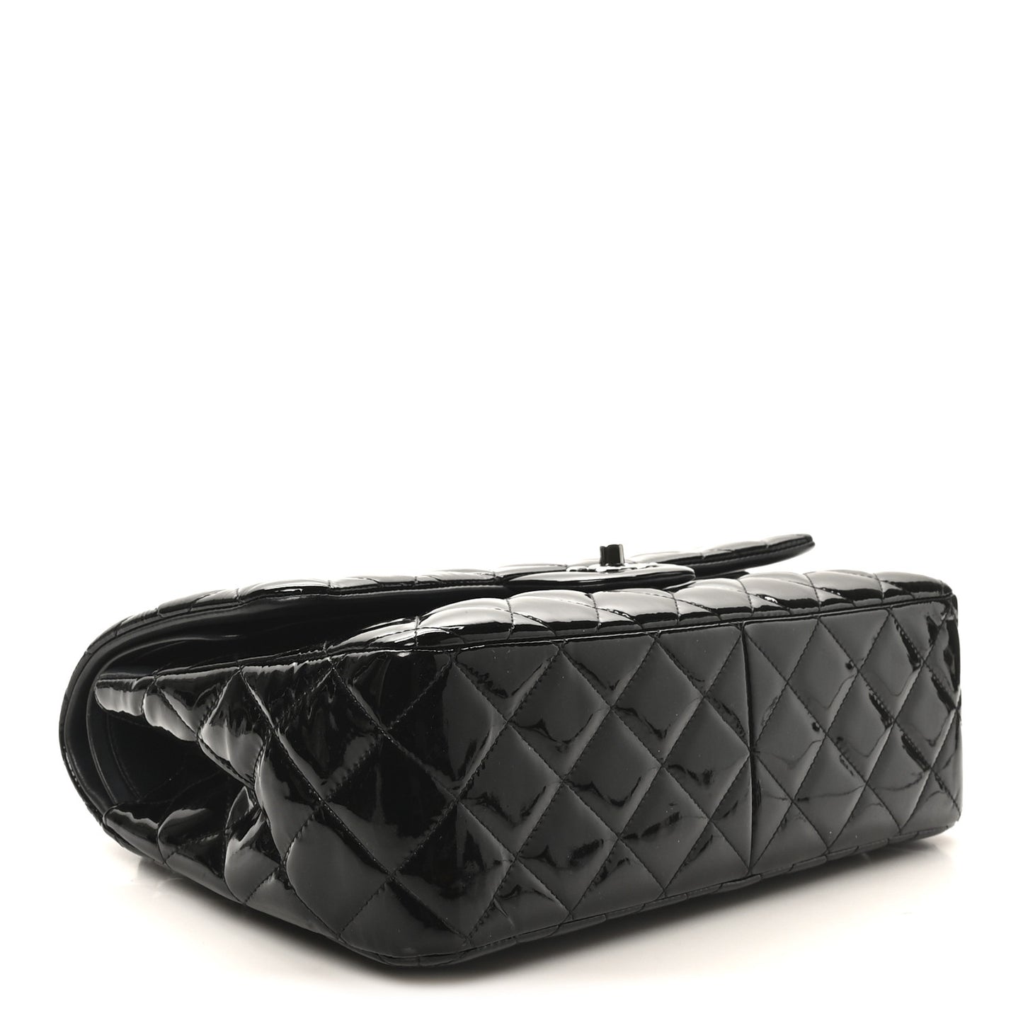 Patent Quilted Jumbo Double Flap Black