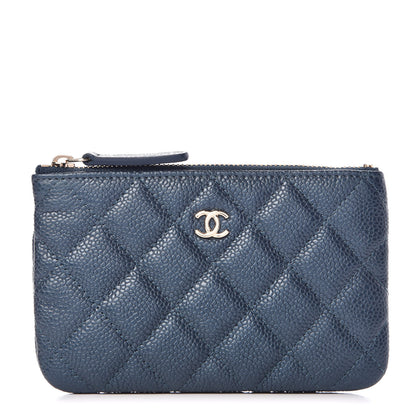Chanel Metallic Caviar Quilted Small Cosmetic Case Dark Blue 1 of 8