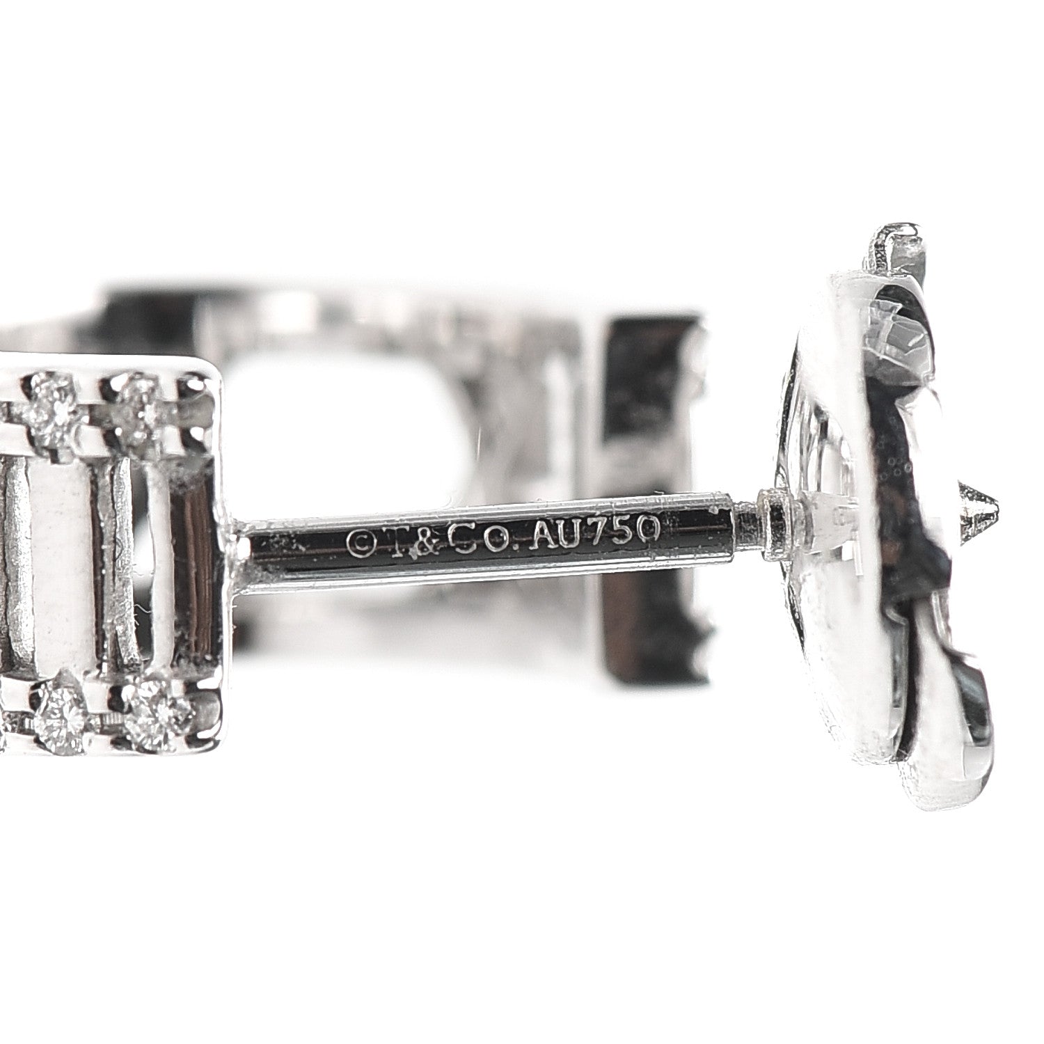 Tiffany 18K White Gold Diamond Atlas Open Hoop Earrings 4 of 5