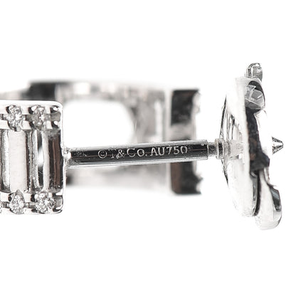 Tiffany 18K White Gold Diamond Atlas Open Hoop Earrings 4 of 5