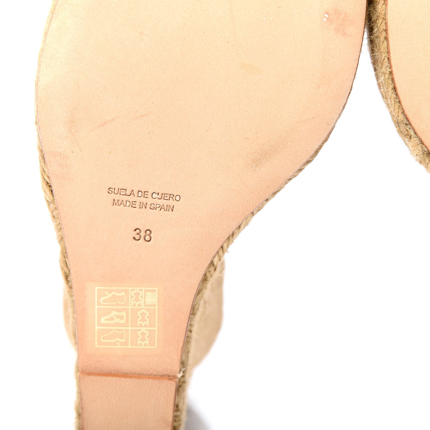 Canvas FF Raffia Ankle Strap Wedge Sandals 38 Beige
