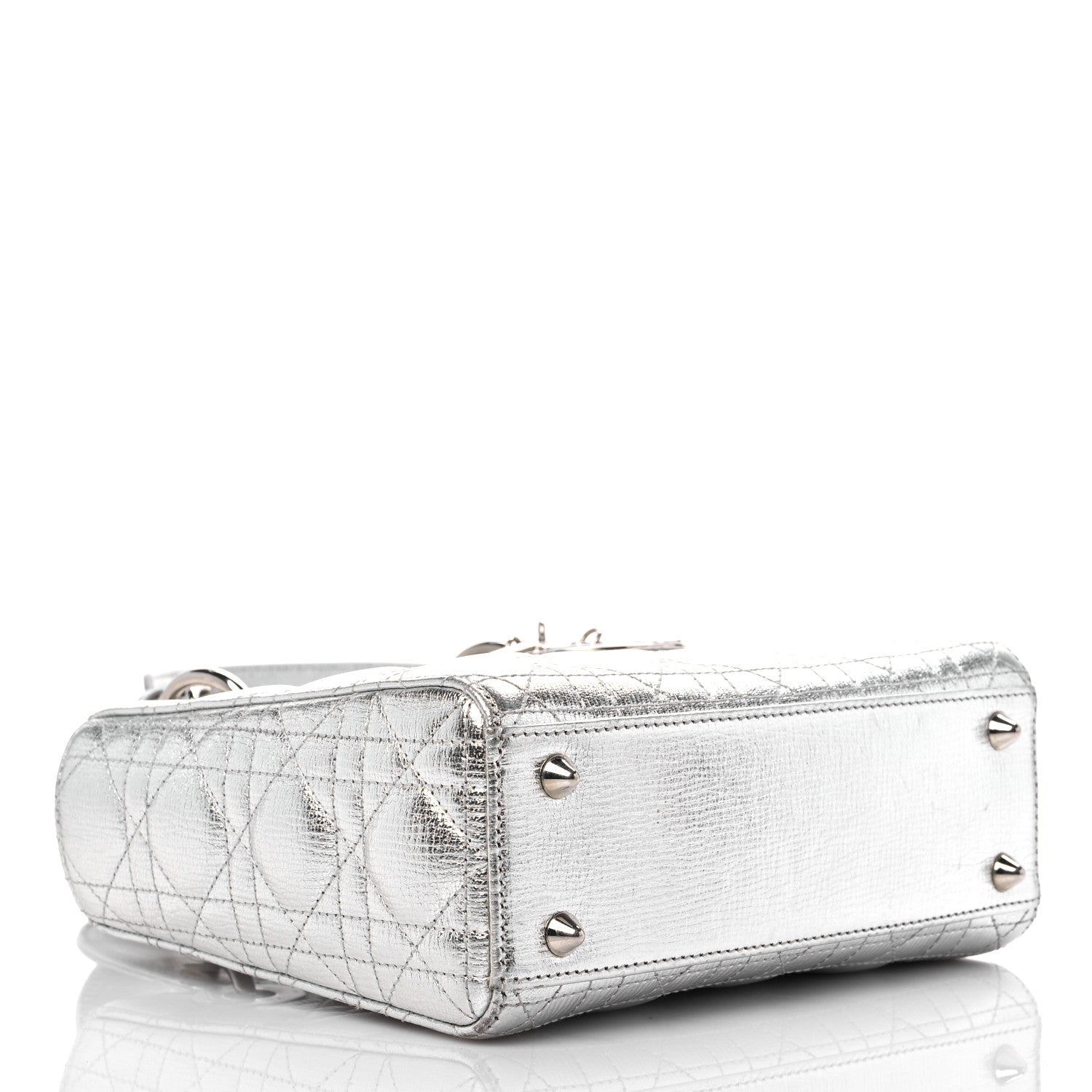 Christian Dior Metallic Grained Calfskin Cannage Small Lucky Badges My Lady Dior Silver 4 of 12