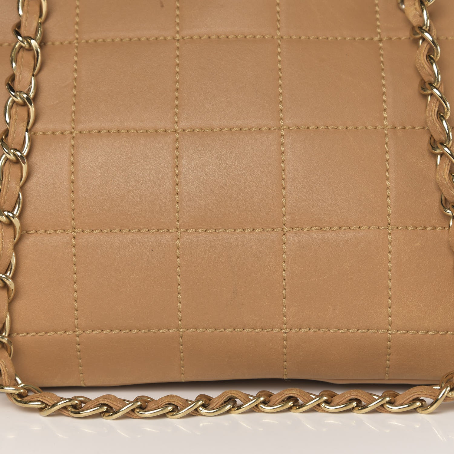 Chanel Calfskin Stitched Chocolate Bar Shopping Tote Beige 12 of 20