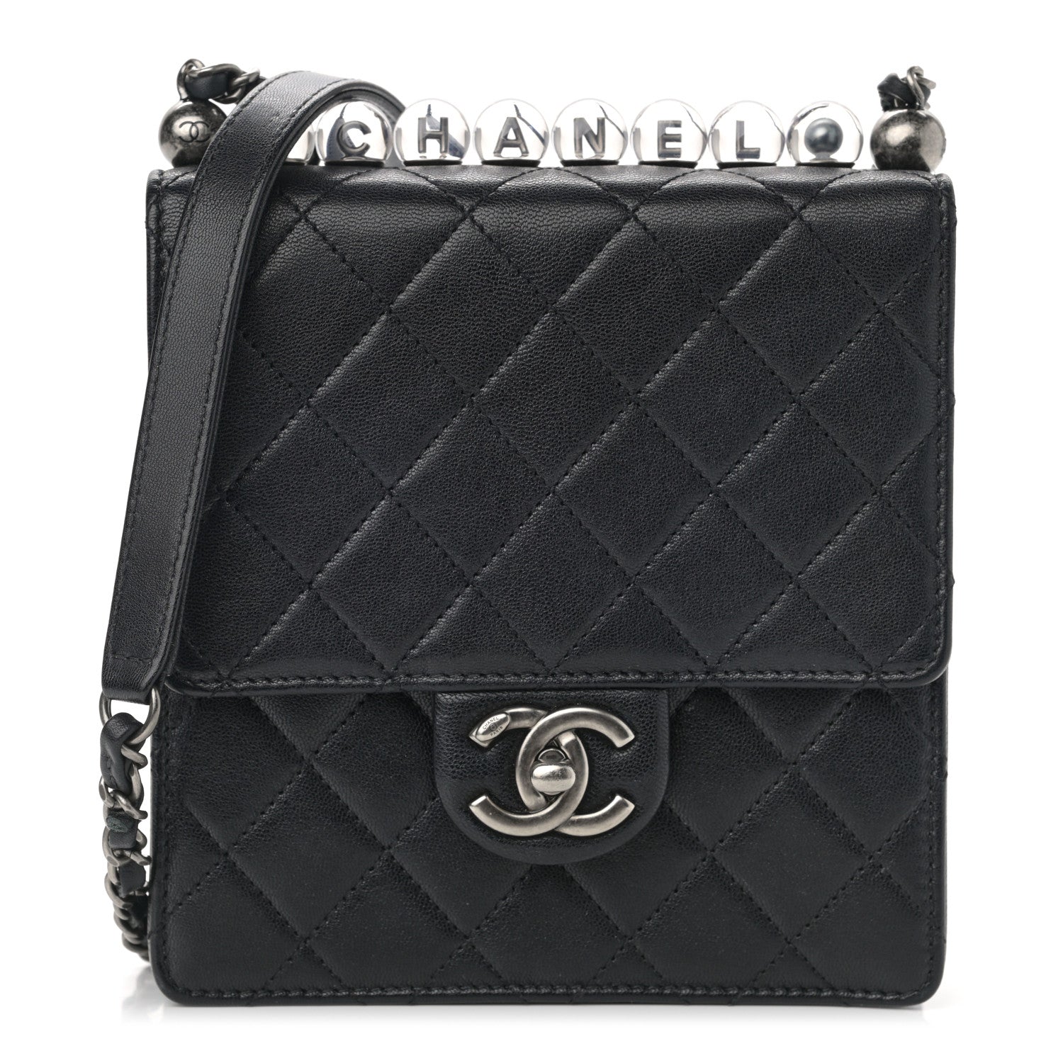 Chanel Goatskin Quilted Acrylic Beads Flap Black 1 of 13