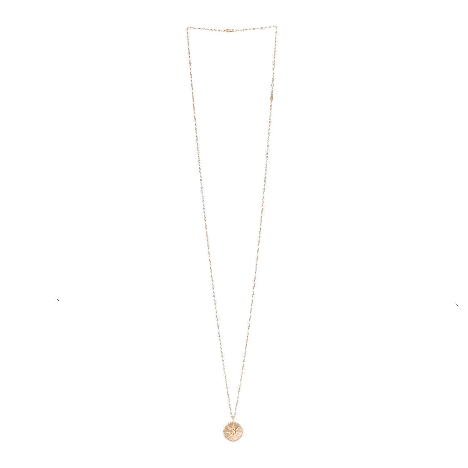 Christian Dior 18K Yellow Gold Diamond Mother of Pearl Rose Des Vents Medallion Necklace 3 of 7