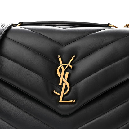 Saint Laurent Calfskin Y Quilted Monogram Small Loulou Chain Satchel Black 8 of 11