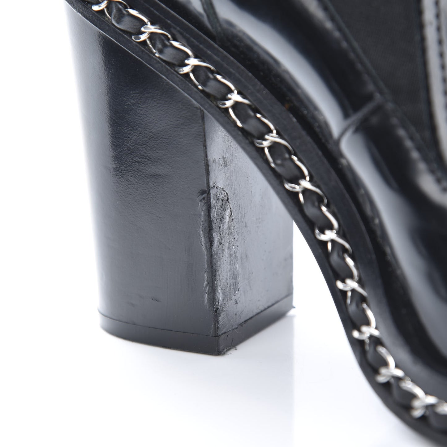 Patent Chained Tall Combat Boots 38.5 Black