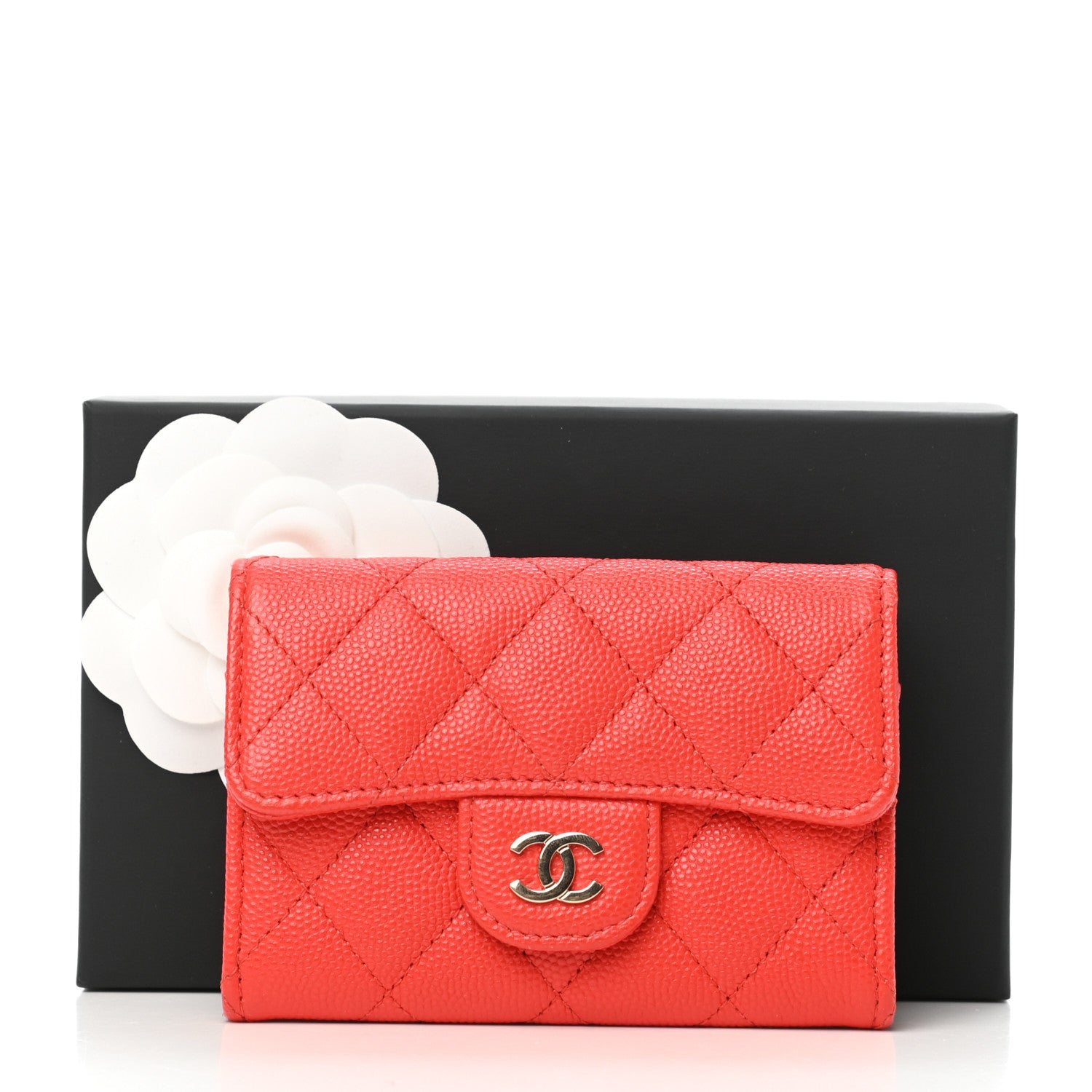 Chanel Caviar Quilted Flap Card Holder Wallet Red 8 of 8