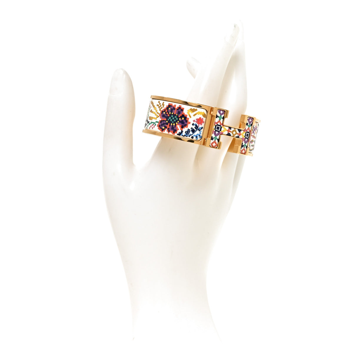 Hermes Enamel Fleurs D'Hiver Clic Clac H Bracelet PM Flamboyante 2 of 4