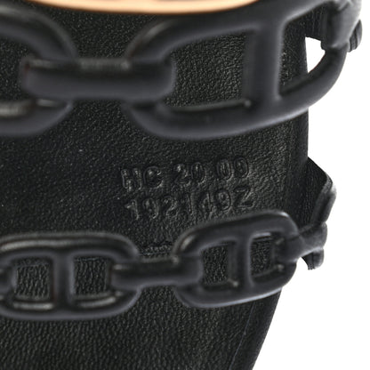 Hermes Metallic Nappa Tandem Sandals 37 Black Dore 7 of 7