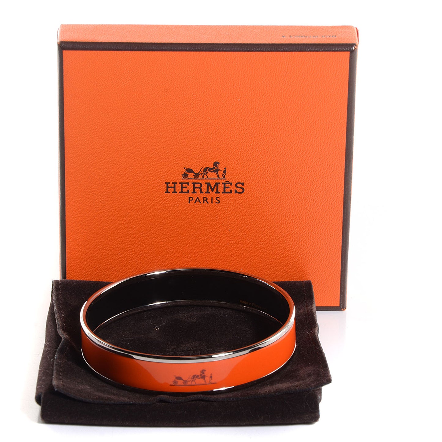 Enamel Printed Caleche Medium Bracelet 62 Orange