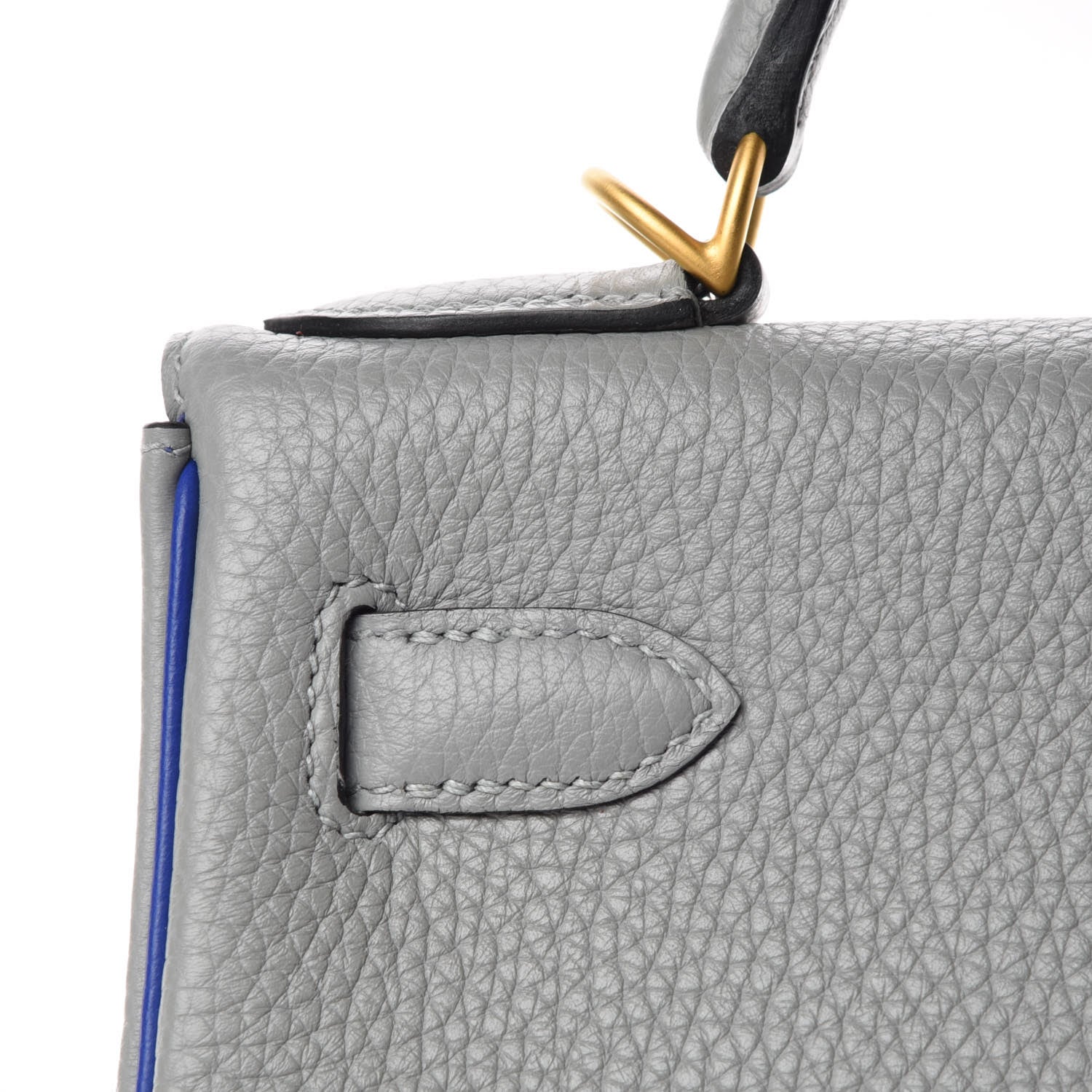 Hermes Taurillon Clemence Horseshoe Kelly Retourne 28 Bleu Glacier Bleu Electrique 11 of 34