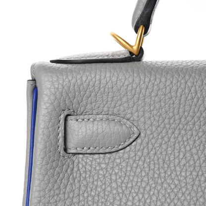 Hermes Taurillon Clemence Horseshoe Kelly Retourne 28 Bleu Glacier Bleu Electrique 11 of 34