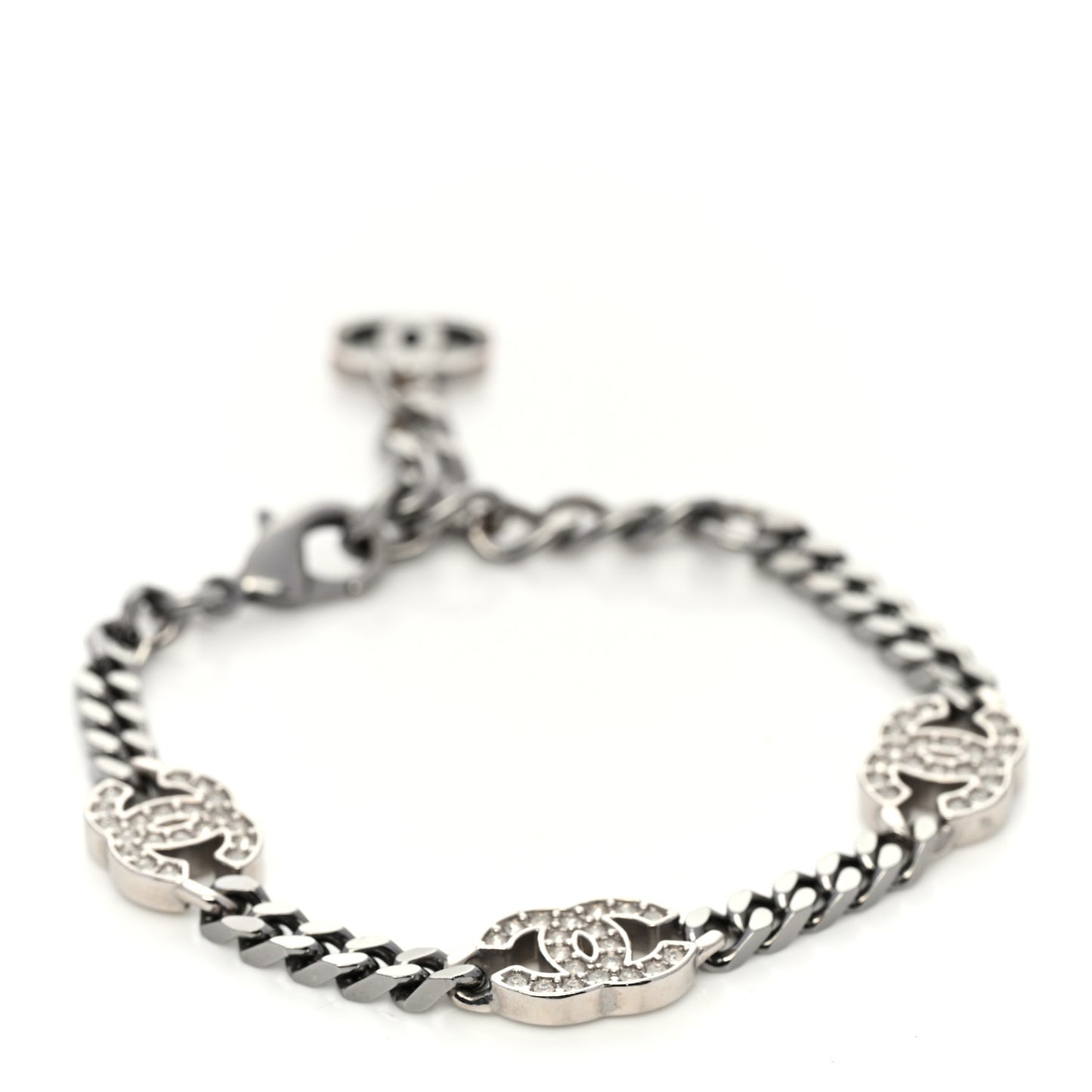 Crystal CC Chain Bracelet Silver