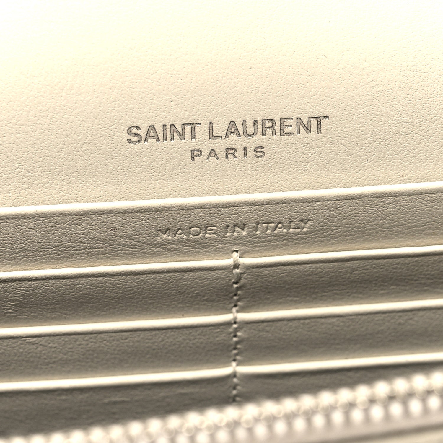 Saint Laurent Calfskin Crocodile Embossed Kate Monogram Tassel Chain Wallet Vintage White 6 of 10