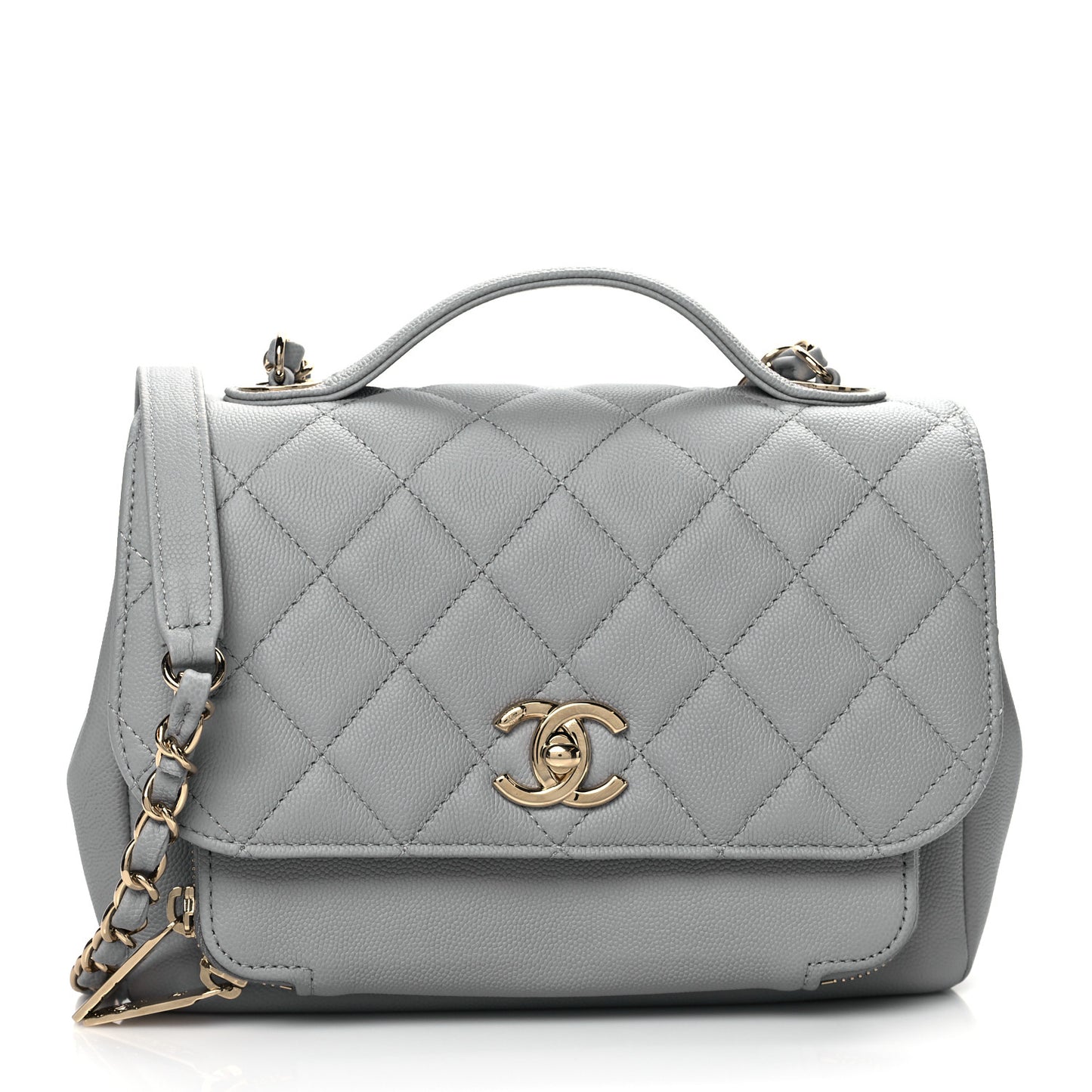Caviar Quilted Medium Business Affinity Flap Grey