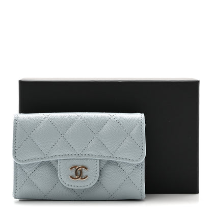Chanel Caviar Quilted Flap Card Holder Wallet Light Blue 9 of 9