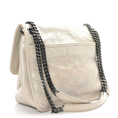 Saint Laurent Crinkled Calfskin Matelasse Monogram Medium Niki Chain Satchel Ivory 3 of 11